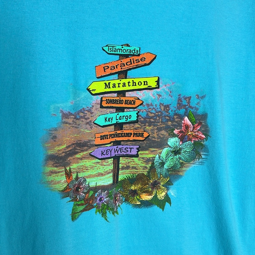 Key West The Keys Direction Sign 100% Cotton long sleeve tee size Medium - Picture 4 of 12